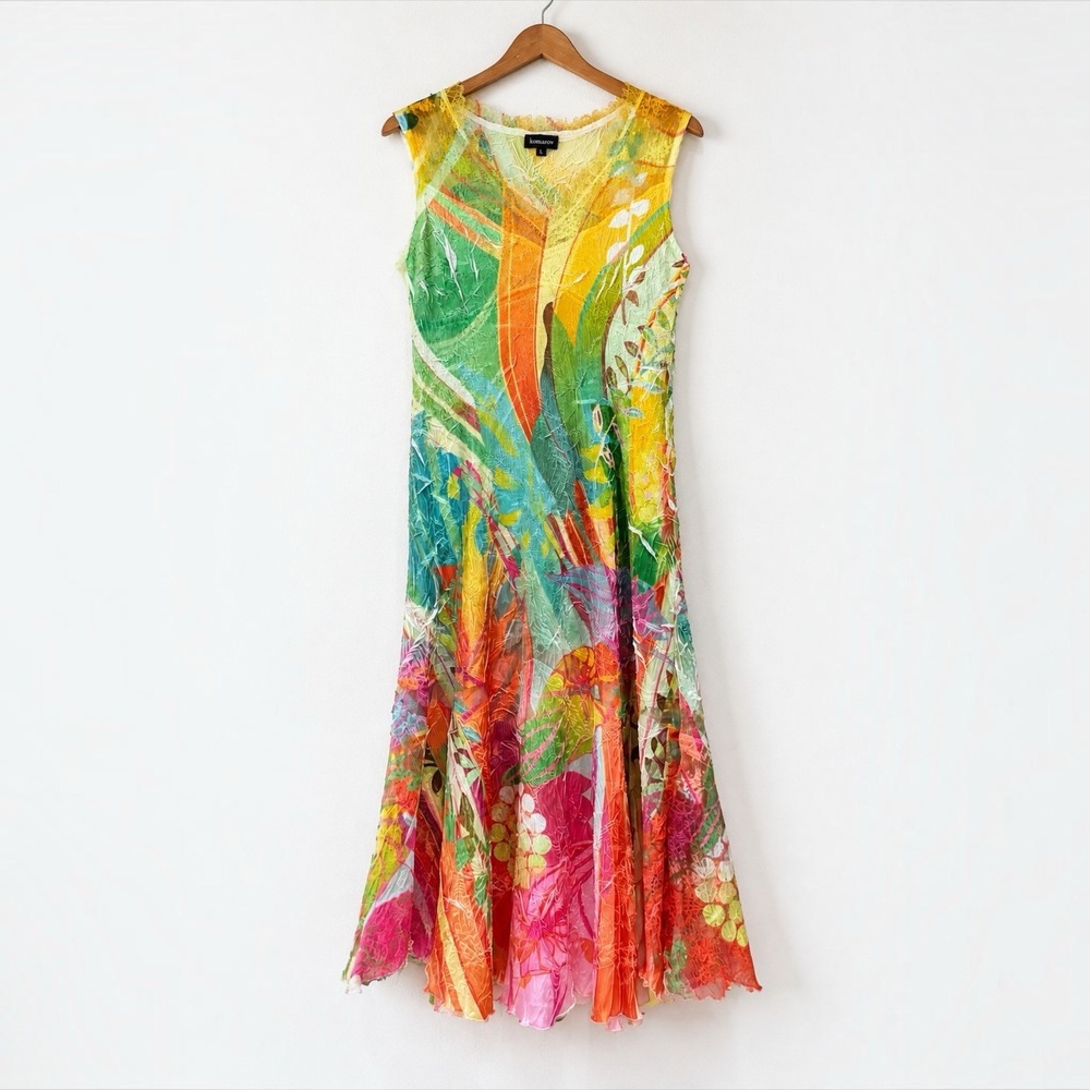 Komarov Multicolor Crinkle Maxi Dress